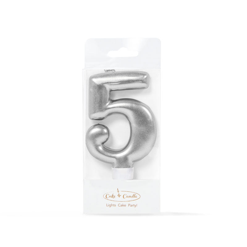 Silver Number Candle