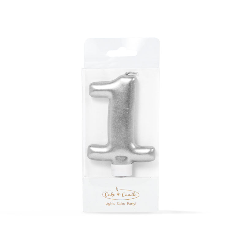 Silver Number Candle