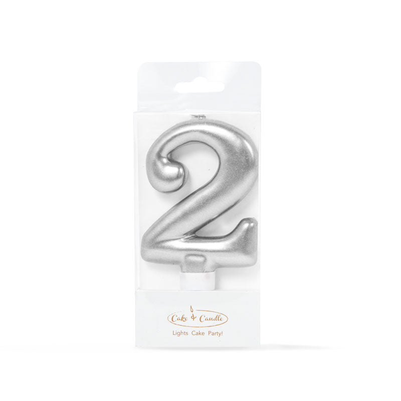Silver Number Candle
