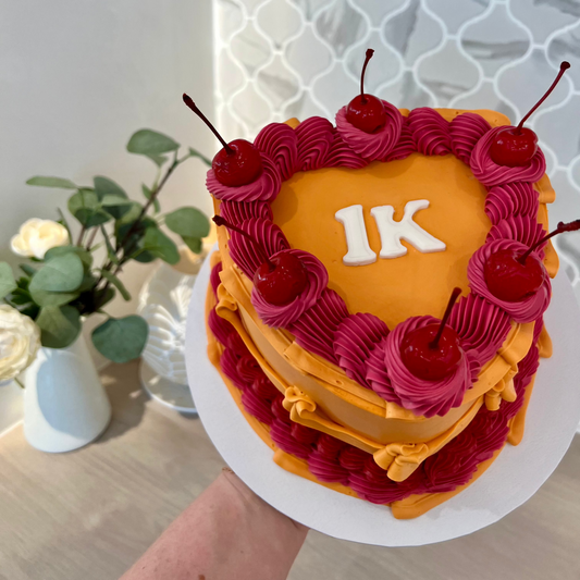 Frilly Retro Heart Cake