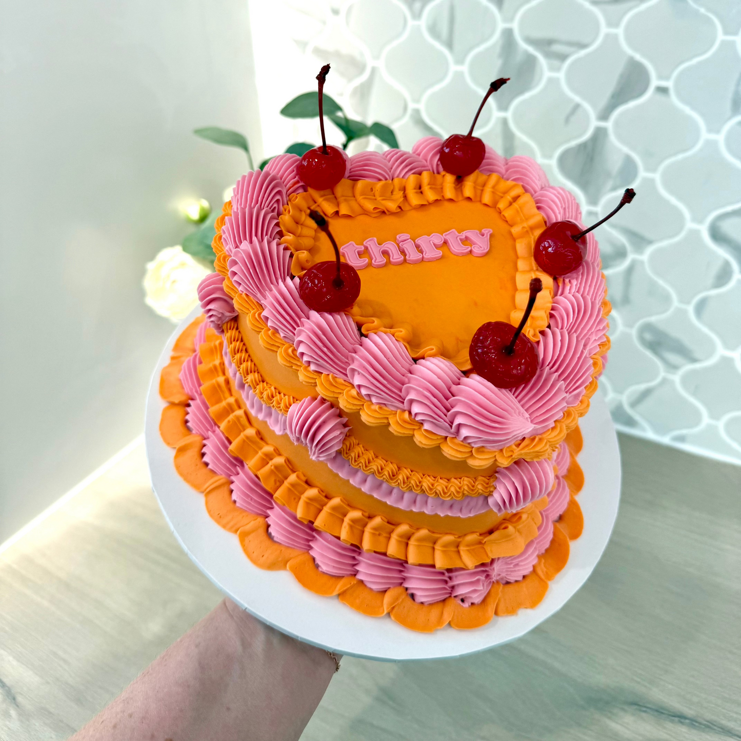 Frilly Retro Heart Cake