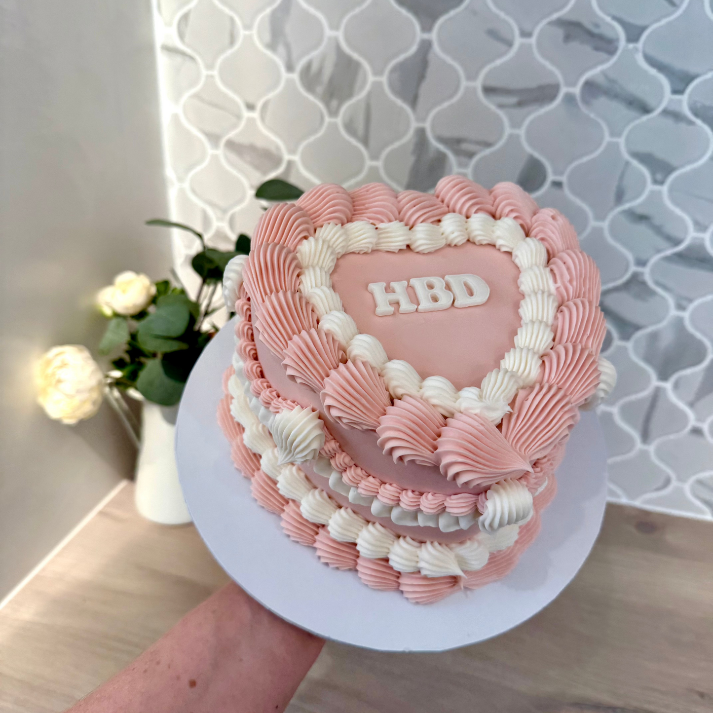 Frilly Retro Heart Cake