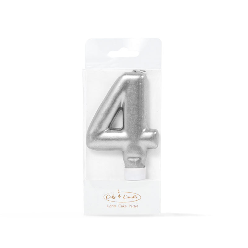 Silver Number Candle