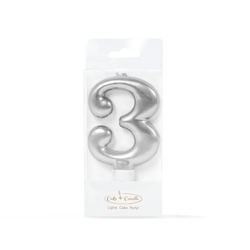 Silver Number Candle